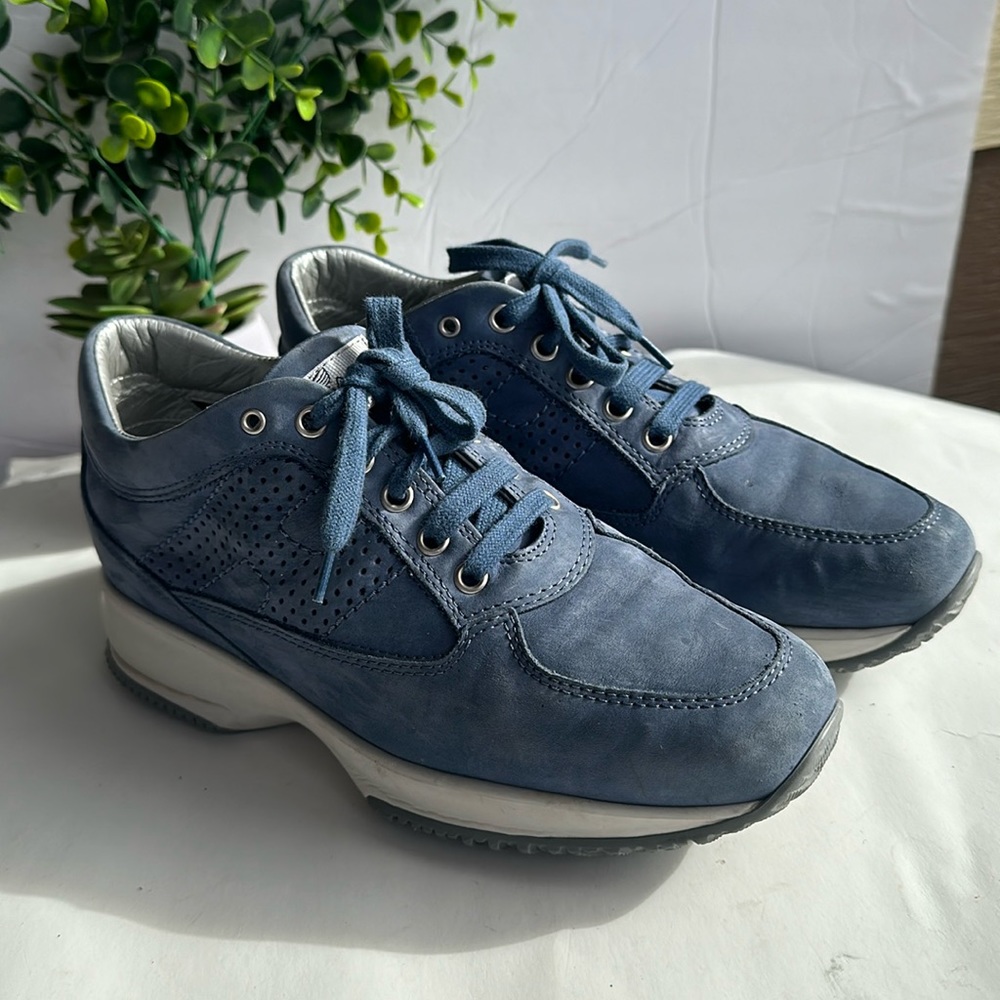 Hogan Interactive Suede Leather Sneakers In Pastel Blue Sz 38- US-8.5